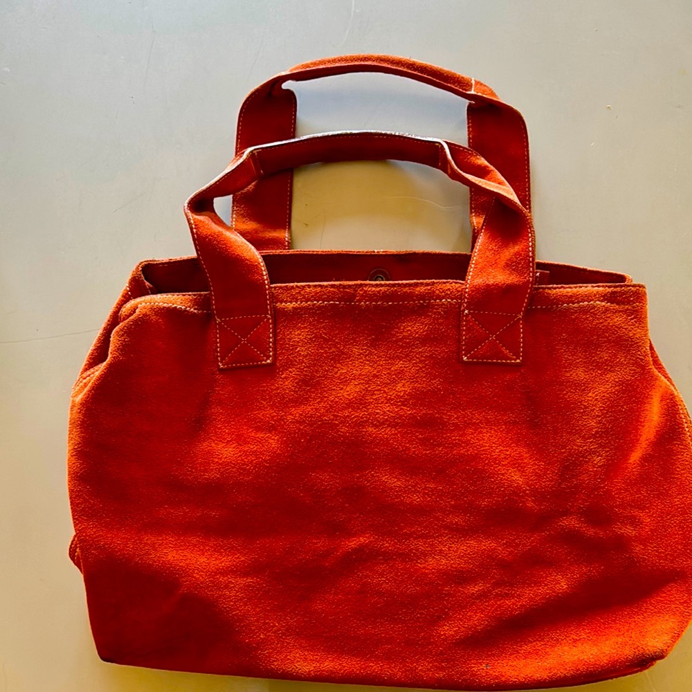 Elegant Orange Suede Tote Bag
